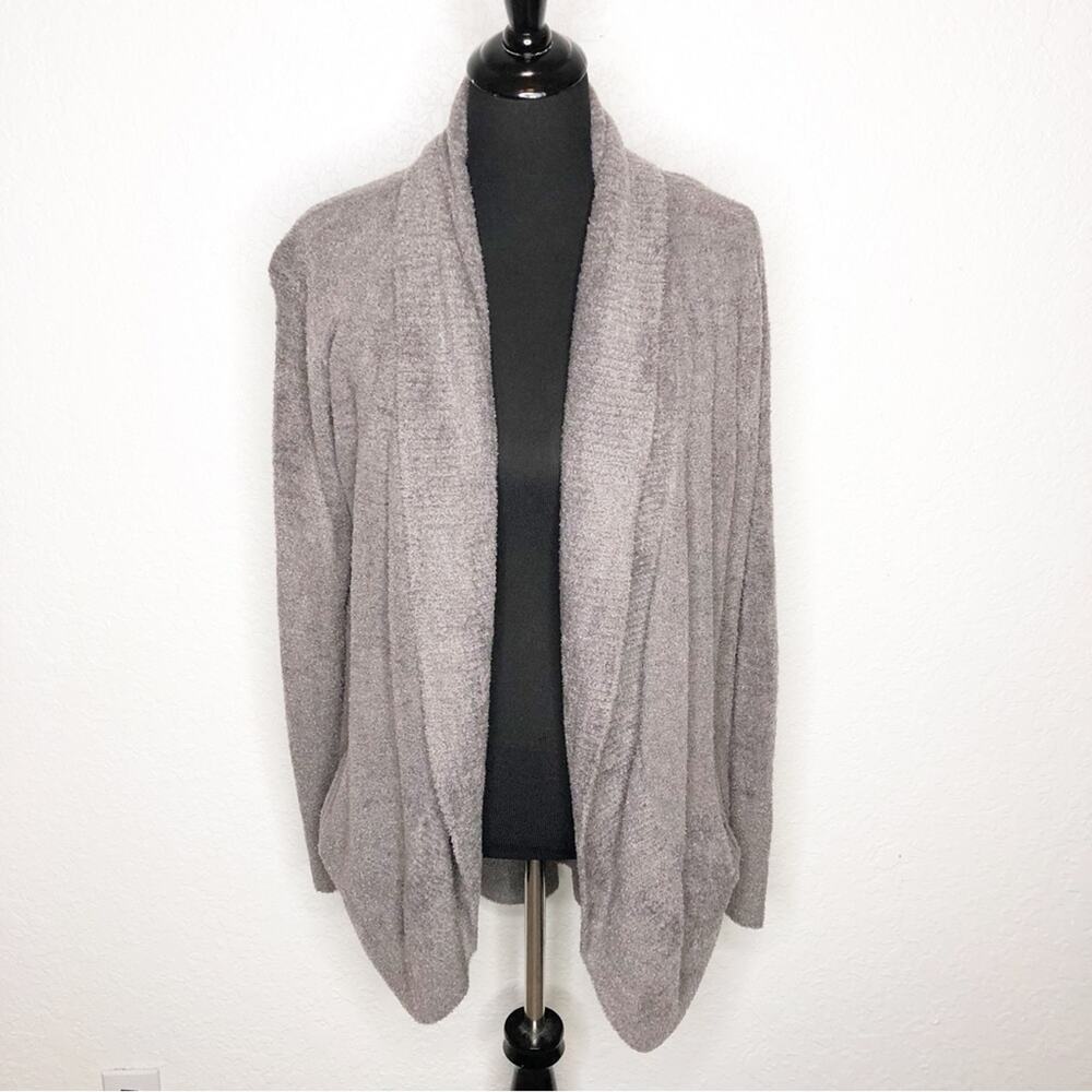 Barefoot Dreams CozyChic Lite taupe open front long cardigan size Medium